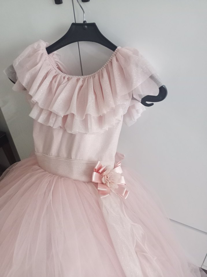 8-10 yaşa uygun pudraFırfırlı Bohem Kabarık abiye - Görsel 2