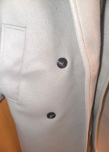 su yeşili midi kadın kaban, düğmeli, Notch yaka - Görsel 6