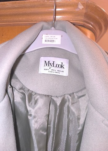 su yeşili midi kadın kaban, düğmeli, Notch yaka - Görsel 2