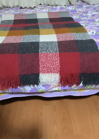 Çok Renkli Ekose Desenli atkı/ şal - Görsel 3