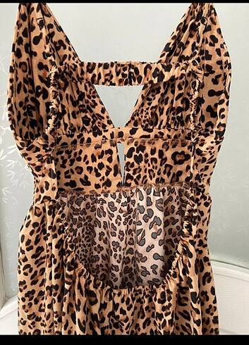 V yaka bele oturan leopar elbise 43/44/46 uyumlu 44'ü işaretledi - Görsel 6