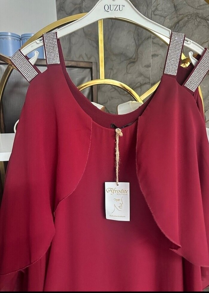 44/46 beden bordo abiye sıfır  - Görsel 2