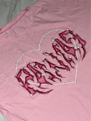 Pembe Diken Kalp Unisex Tshirt