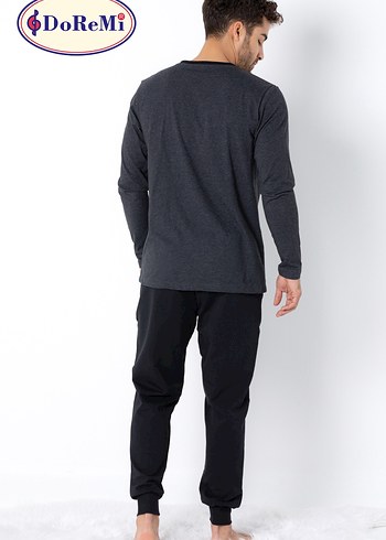DoReMi Erkek Homewear Pijama Takımı Gri Baskılı Erkek Pijama - Görsel 2