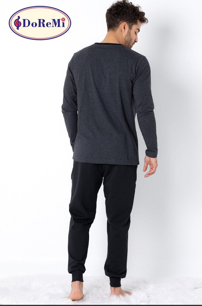 DoReMi Erkek Homewear Pijama Takımı Gri Baskılı Erkek Pijama - Görsel 2