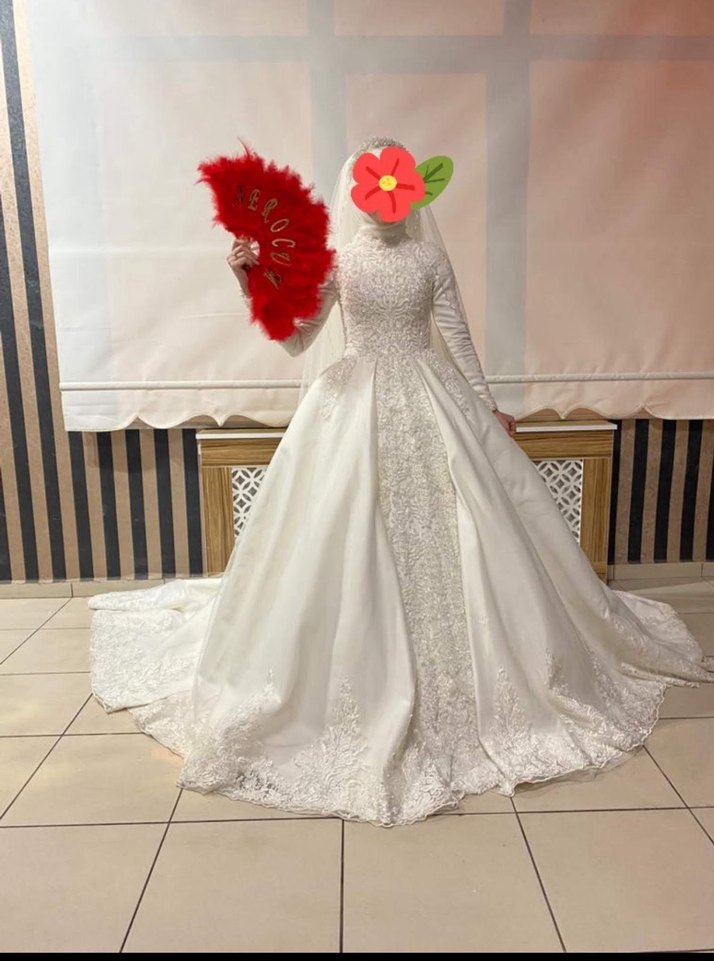 Vintage Beyaz Prenses Gelinlik Uzun Kollu - Görsel 3