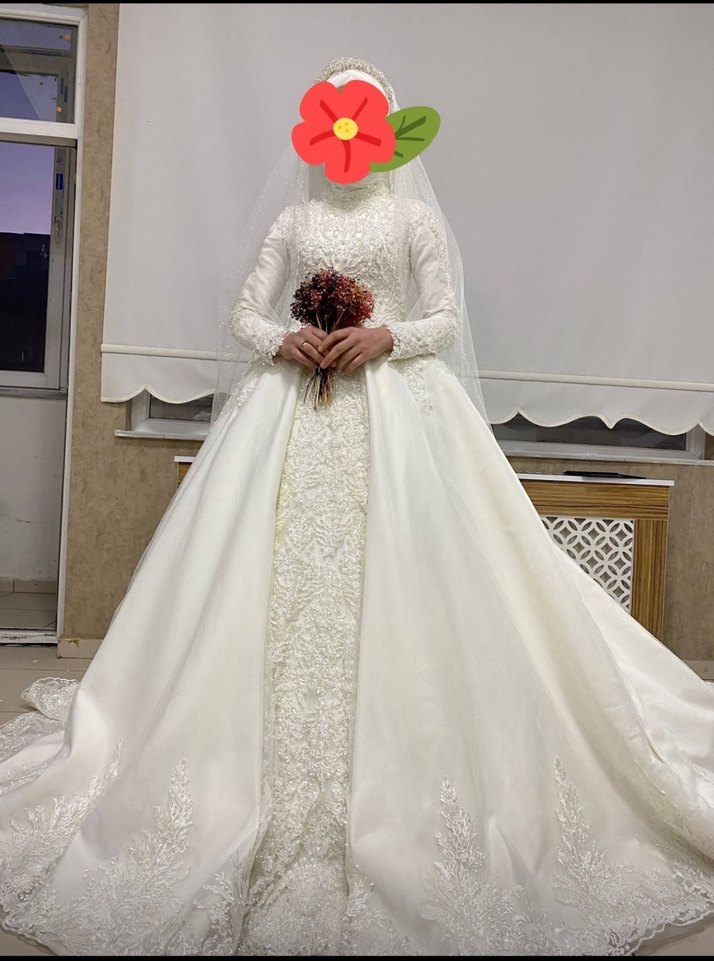 Vintage Beyaz Prenses Gelinlik Uzun Kollu - Görsel 2