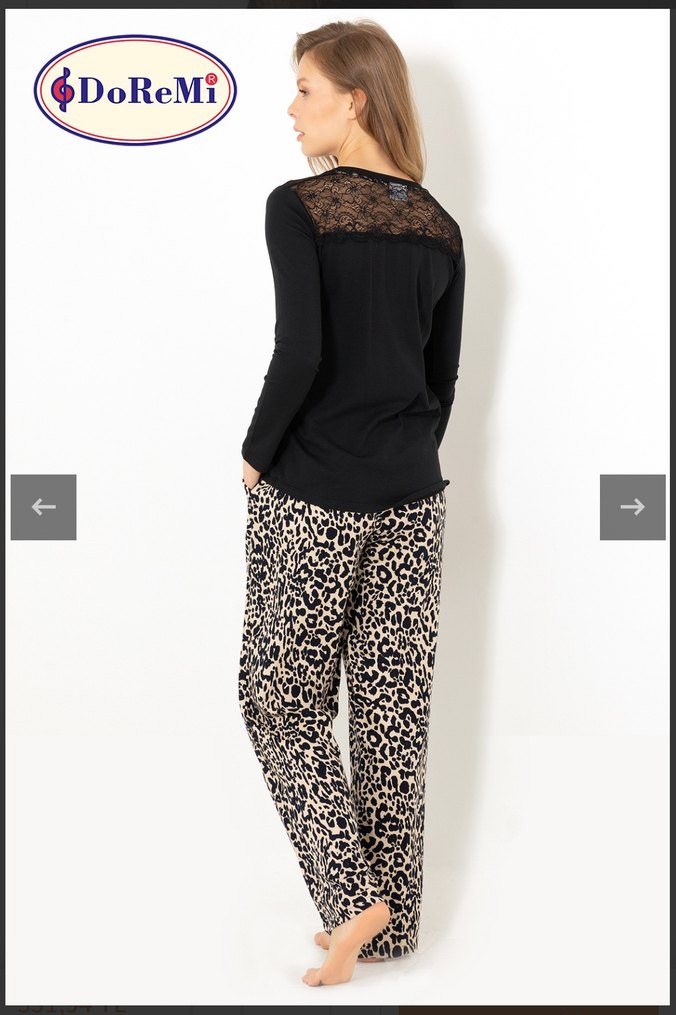 Doremi Kadın Siyah Uzun Kollu Pijama Takımı - Görsel 2
