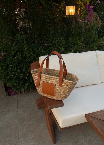 Loewe Nakışlı Örgü Bej Bohem Kadın Çanta