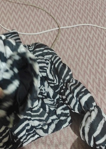 s Beden gri Renk Zebra Desenli Uzun Kadın Suni Kürk