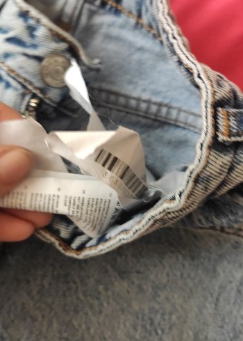 s Beden gri Renk Gri Bel Detaylı Salaş Kadın Kot Pantolon