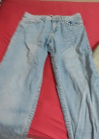 Kadın Açık Mavi Bol Kesim Midi Kot Pantolon