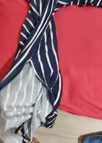 Mavi Çizgili uzun askılı elbise - Görsel 3