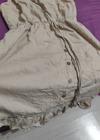 diz üstü keten elbise - Görsel 3