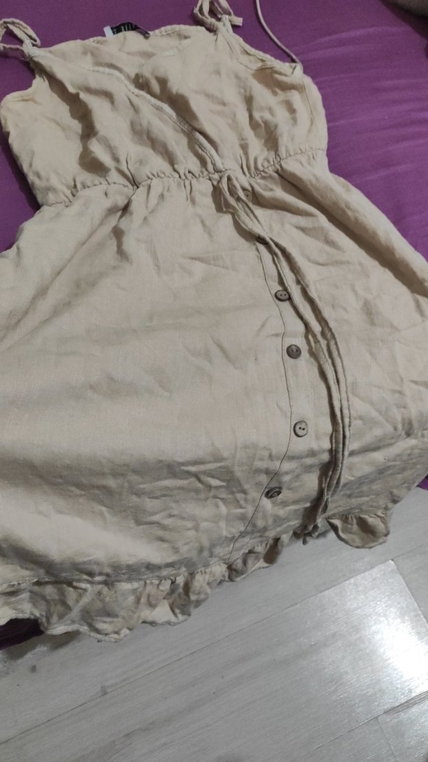 diz üstü keten elbise - Görsel 3