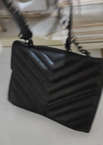 Zincir Detaylı Siyah Desenli Kadın kol ve el çantası Çantası - Görsel 6