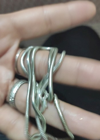 Gri Yılan Desenli Zincirli Kadın El Zinciri - Görsel 5