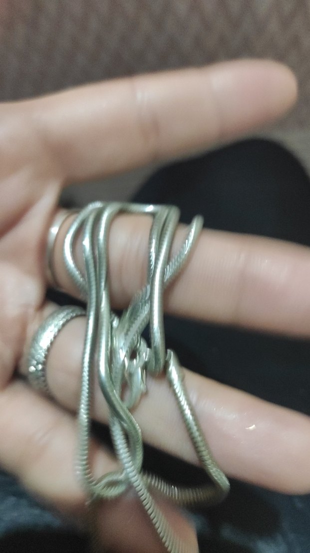 Gri Yılan Desenli Zincirli Kadın El Zinciri - Görsel 5