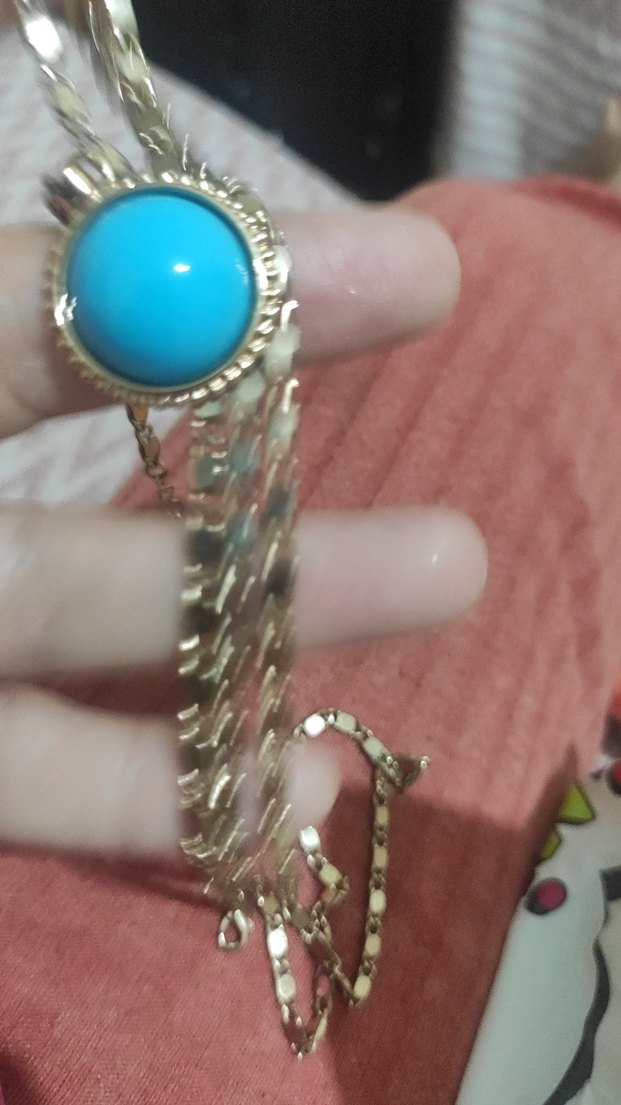 Parlak Turkuaz Zincir Detaylı Kadın El Zinciri - Görsel 2