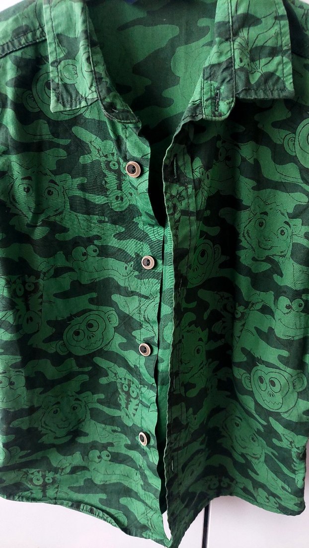 Erkek Çocuk Yeşil Kamuflaj Kısa Kollu Gömlek - Görsel 2