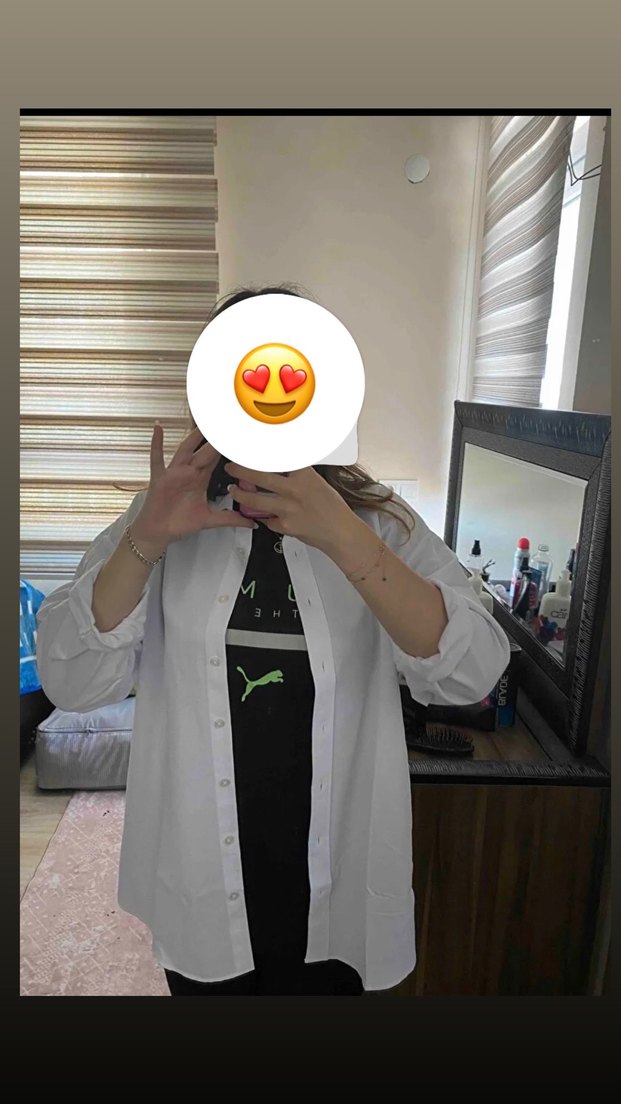 Düğmeli Beyaz Kadın Gömlek - Görsel 2