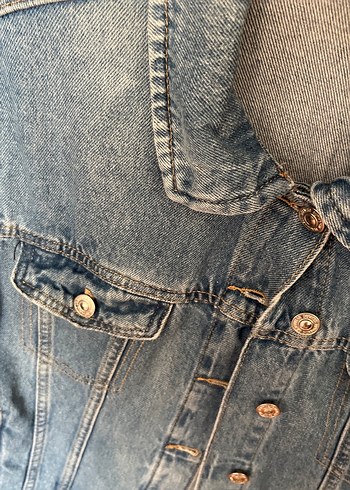 m Beden mavi Renk Düğmeli Mavi Kadın Denim Ceket