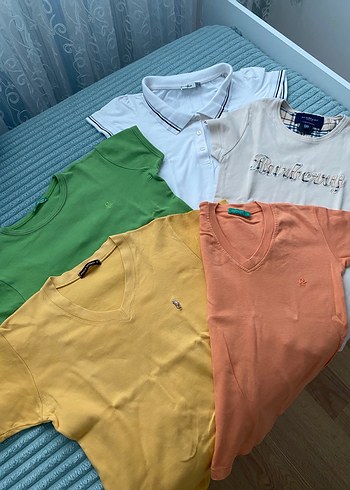 Benetton Orjinal marka basic Çok Renkli Pamuklu Tişörtler