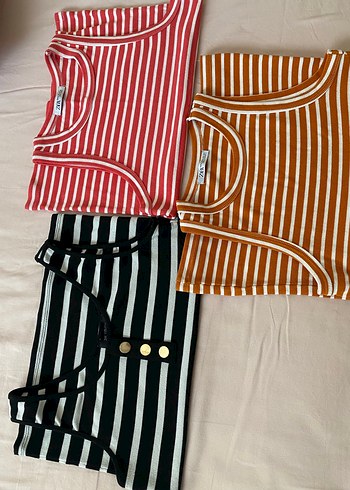 Düğmeli Çizgili Kadın bostan - Görsel 2