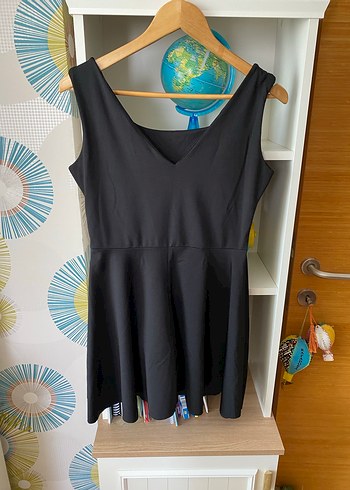 Yuvarlak Yaka Siyah Midi Kadın Elbise - Görsel 2