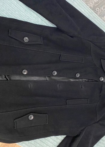 Siyah Süet Erkek Düğmeli Midi Kaban - Görsel 2