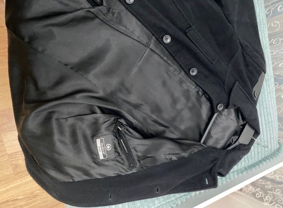 Siyah Süet Erkek Düğmeli Midi Kaban - Görsel 3