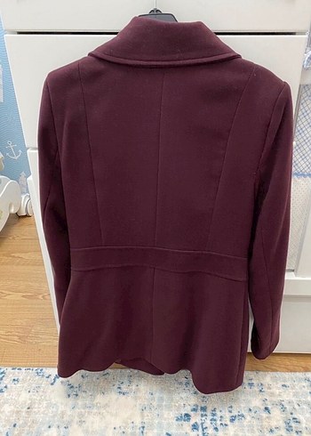 Bordo Düğmeli Kadın Kaban - Görsel 2