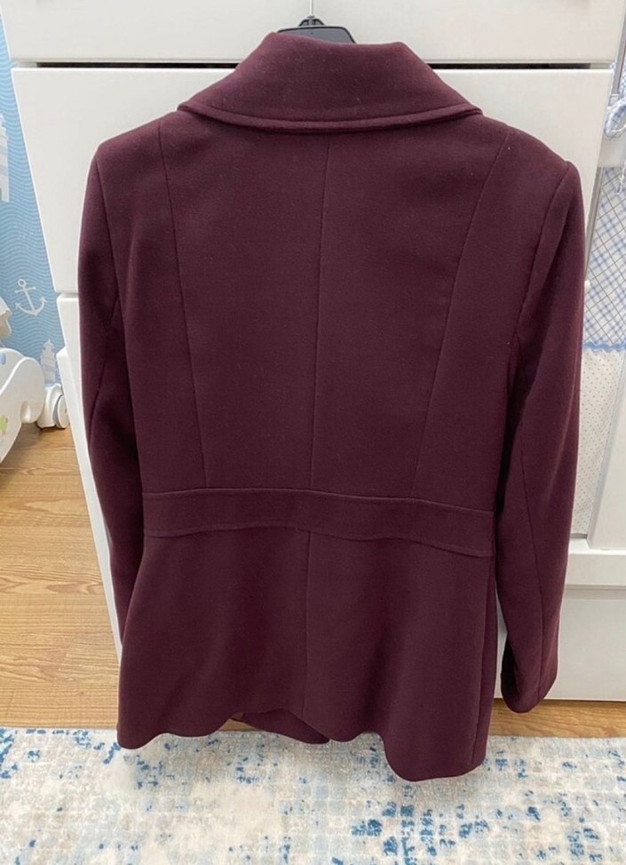 Bordo Düğmeli Kadın Kaban - Görsel 2