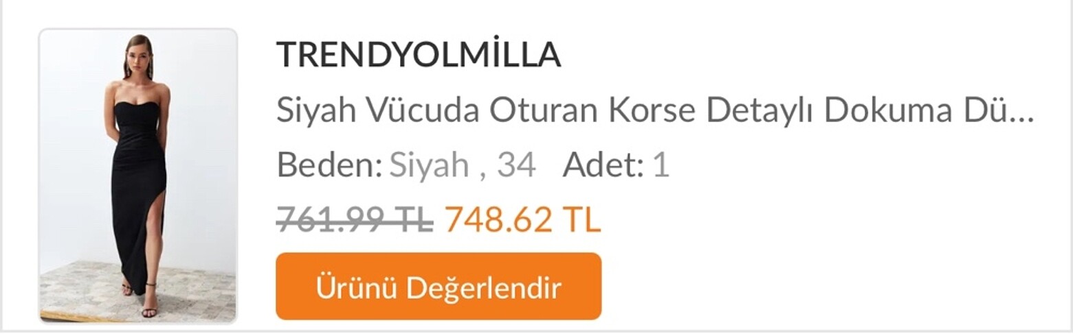 Trendyol & Milla Siyah abiye elbise
