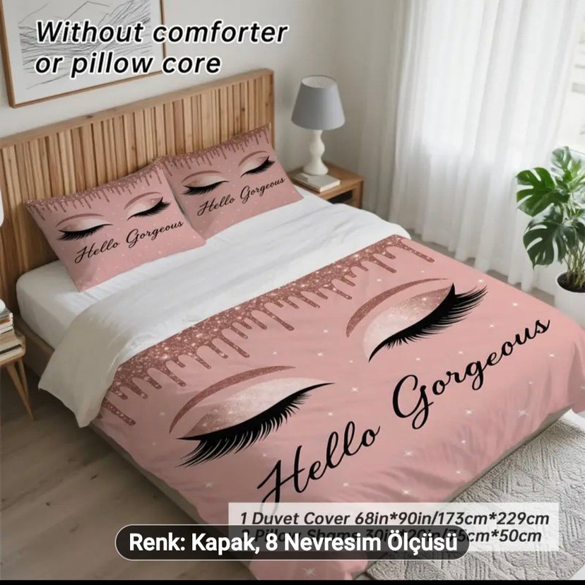 Pembe Baskılı Nevresim Seti 230x220 cm - Görsel 4