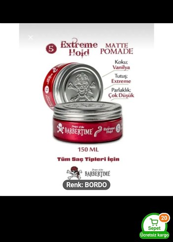 Barbertime Red Pomade 150ml Saç Şekillendirici - Görsel 3