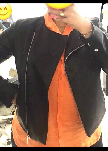 Siyah Deri Biker Ceket - Görsel 3