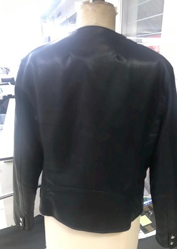 Siyah Deri Biker Ceket - Görsel 6