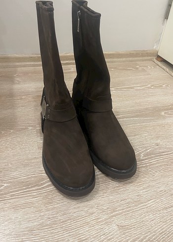 Kahverengi Süet Tokalı Biker Erkek  Bot - Görsel 3