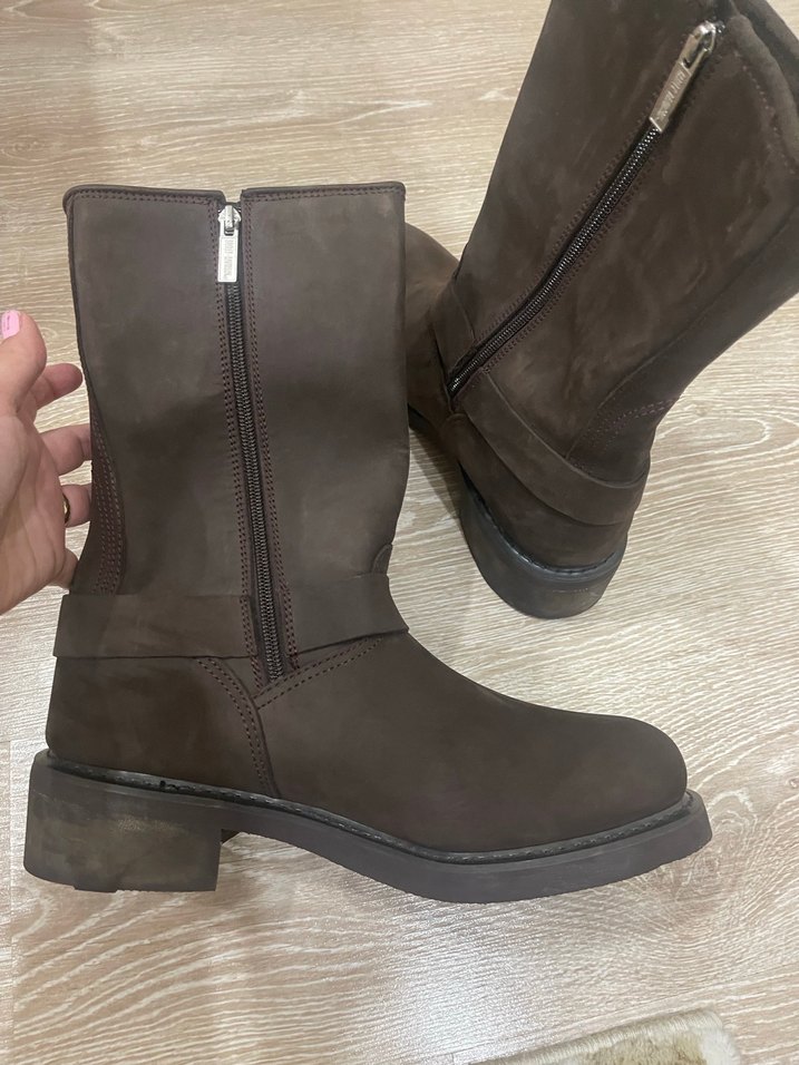 Kahverengi Süet Tokalı Biker Erkek  Bot - Görsel 5