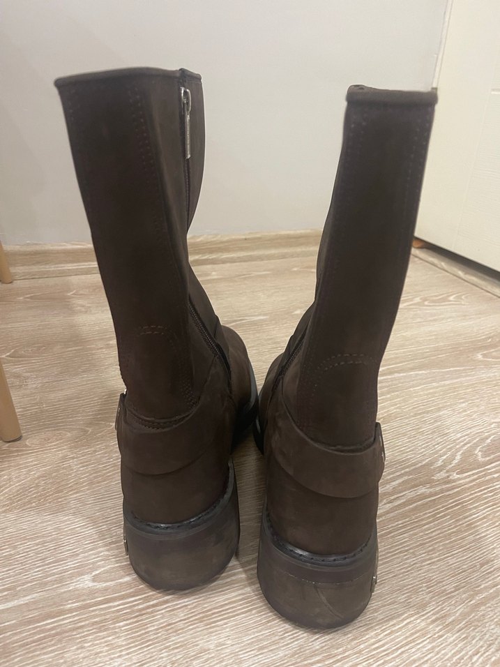 Kahverengi Süet Tokalı Biker Erkek  Bot - Görsel 4