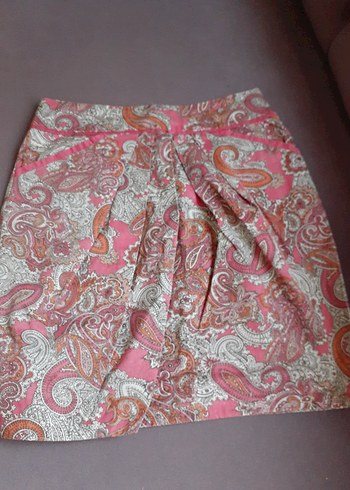 Pembe Desenli Bohem Midi Etek