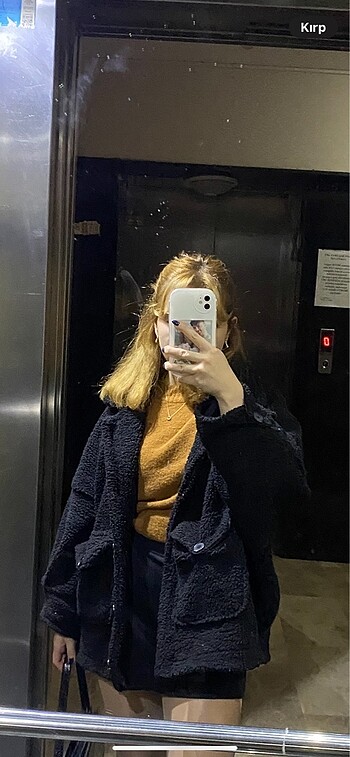 m Beden Siyah peluş mont