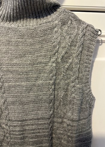 Uzun gri yünlü elbise - Görsel 2