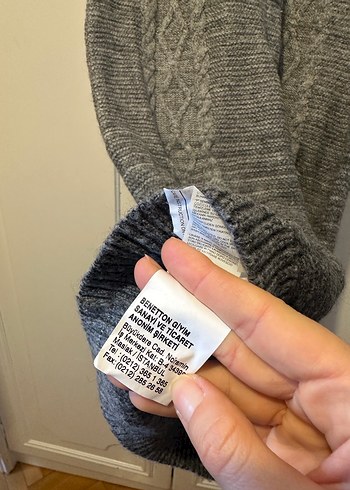 Uzun gri yünlü elbise - Görsel 3