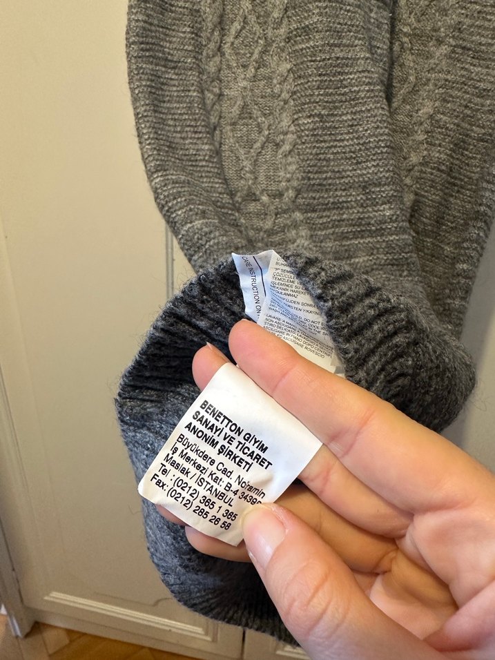 Uzun gri yünlü elbise - Görsel 3