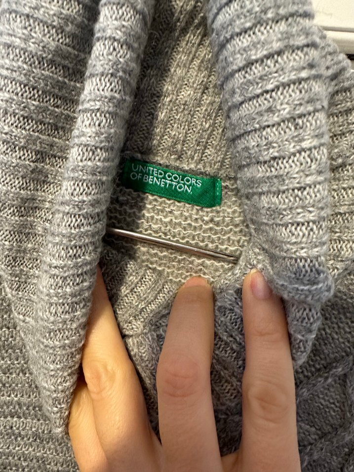 Uzun gri yünlü elbise - Görsel 4