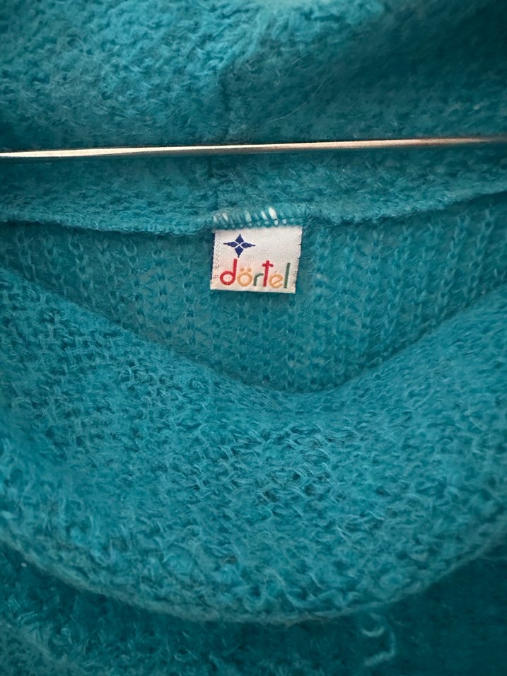 Turkuaz Yüksek şal Yakalı Örgü Kadın Kazak - Görsel 2