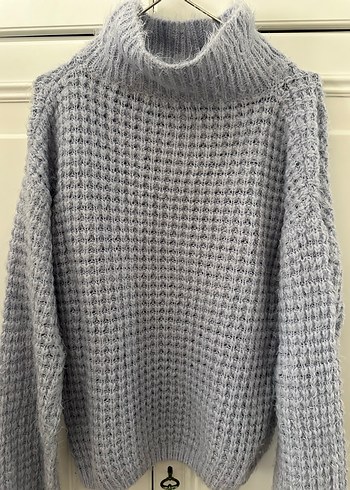 Lila Yüksek Yakalı Örgü Kadın Kazak - Görsel 5