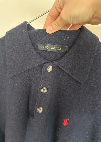 Lacivert Düğmeli Yün Erkek Kazak - Görsel 3